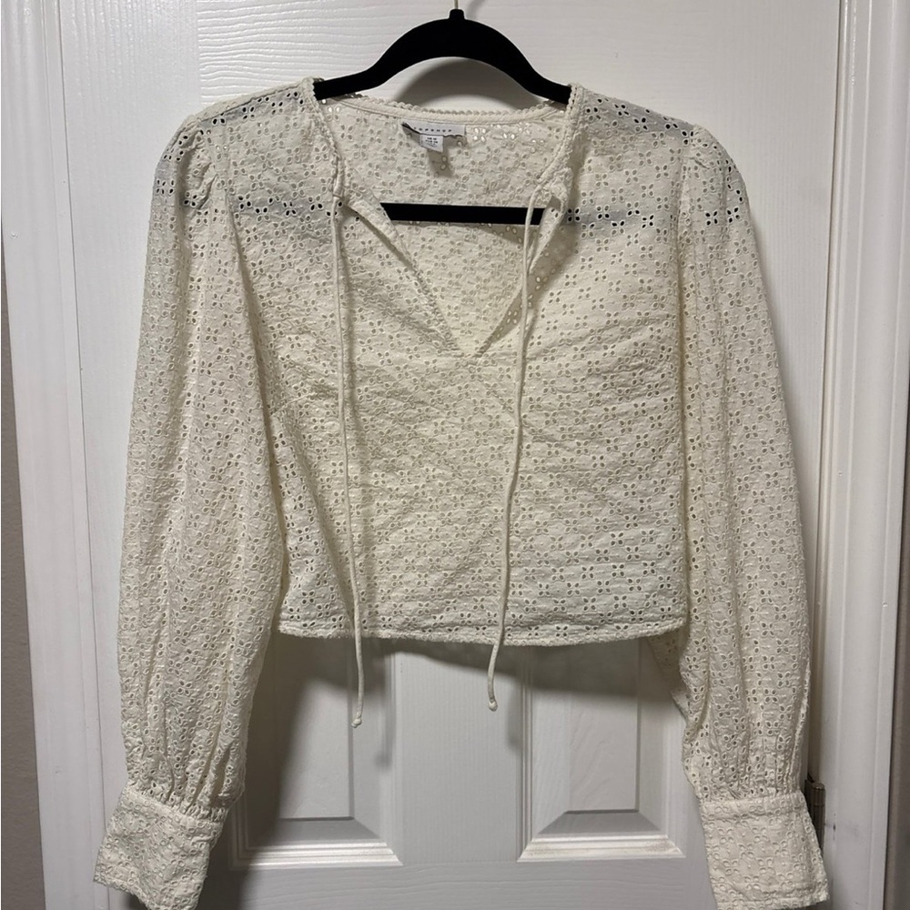 Topshop Cream Eyelet Blouse